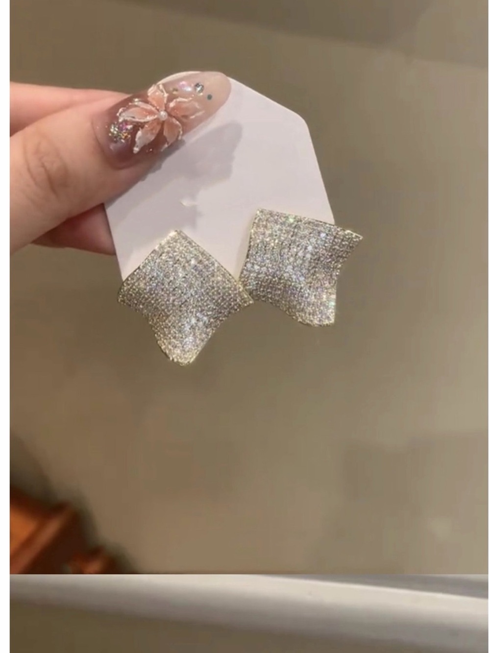 A Classy Chic Boutique Silver Pavé Wave Shield Earrings